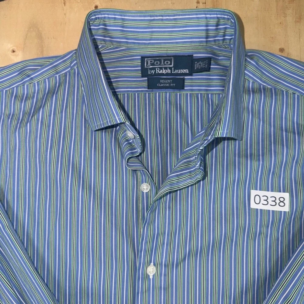 Polo Ralph Lauren Regent Mens 17.5 34/35 Classic Fit Striped Button Down Shirt